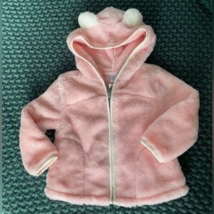 Toddler girls fuzzy pink hooded sweater